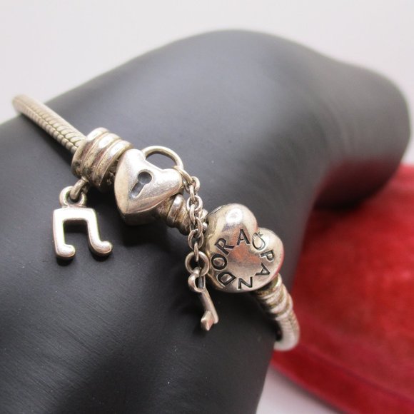 Pandora Heart Clasp Chain Charm Bracelet Size Inch with Retired